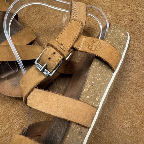 Timberland Leather Strappy Sandals – Women’s Size 9 – Brown Nubuck Cork Footbed - Picture 2 of 8